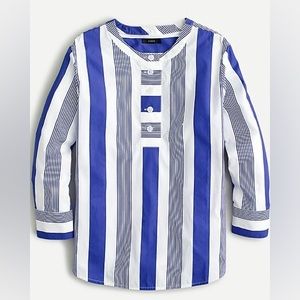 NWT J.Crew Button-front Cotton Poplin Tunic in Blue Stripe XS Style AM643